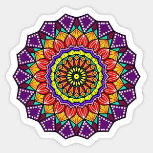 Bright Colorful Flower Mandala Pattern Sticker